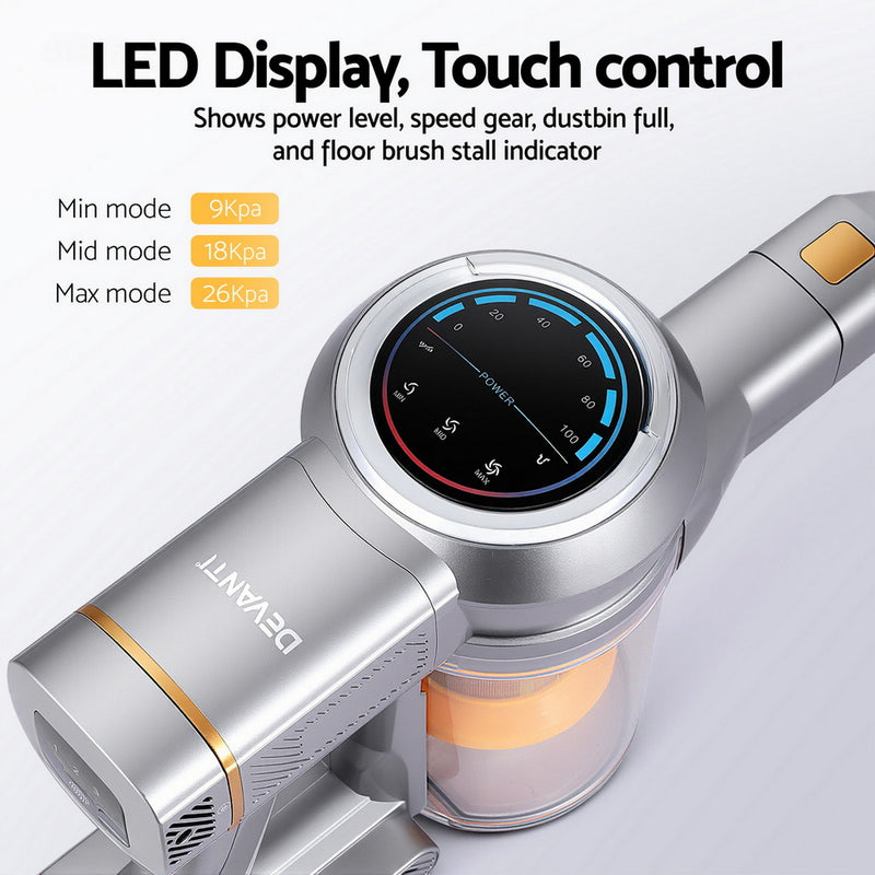 Danoz Cleaning - Devanti 300W Stick Vacuum Cleaner Cordless Self-Standing Golden