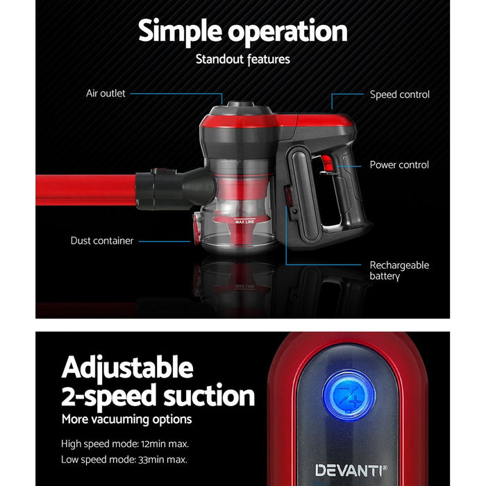 Danoz Direct - Devanti Handheld Vacuum Cleaner, the ultimate cleaning tool! With a powerful 250W brushless motor, this cordless device...