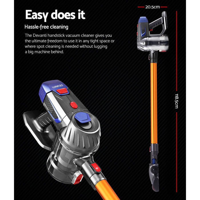 Clean your home with Danoz Direct - Devanti Handheld Vacuum Cleaner. With its powerful 150W motor and cordless design