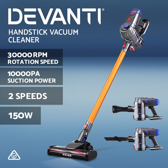 Clean your home with Danoz Direct - Devanti Handheld Vacuum Cleaner. With its powerful 150W motor and cordless design