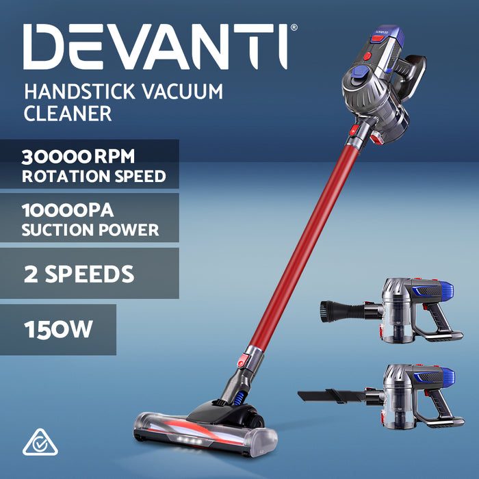 Danoz Direct - Devanti Handheld Vacuum  a game-changer in cleaning. Powerful 150W motor, effortlessly sucks up dirt and debris