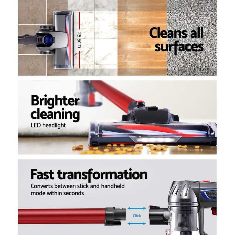 Danoz Direct - Devanti Handheld Vacuum  a game-changer in cleaning. Powerful 150W motor, effortlessly sucks up dirt and debris