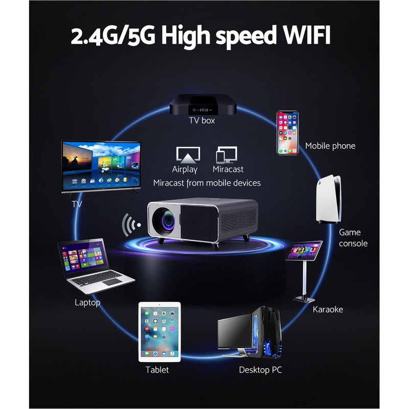 Danoz direct - Devanti Portable Wifi Video Projector 4K 2.4G/5G Home Theater HDMI 1080P