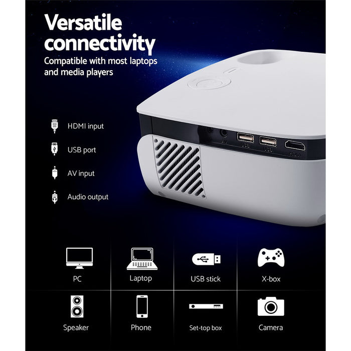 Danoz Smart - Portable Mini Video Projector 1080P Wifi Home Theater HDMI White - Including Delivery