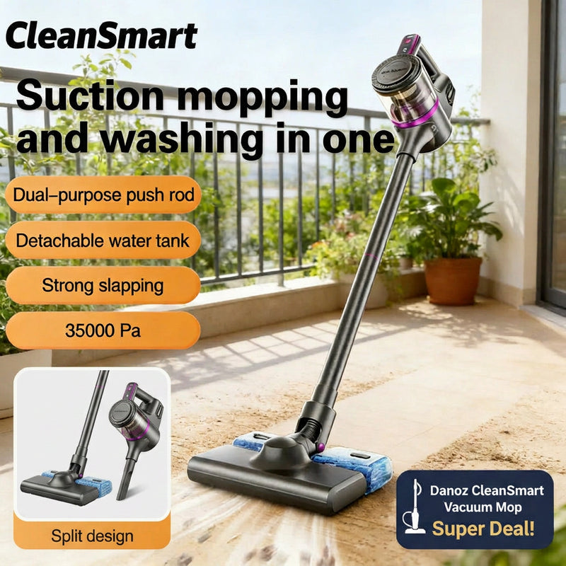 🧹 Danoz CleanSmart |  Tinsol 35000Pa Wireless VacuuMop | 150W | 3 settings Suction | Mite Removal | Type-C Rechargeable