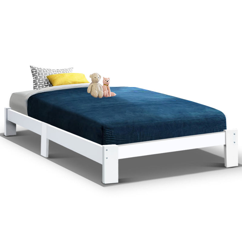 Danoz Bedrooms 🛏️ Artiss Bed Frame Single Size Wooden White JADE - Incl. Delivery