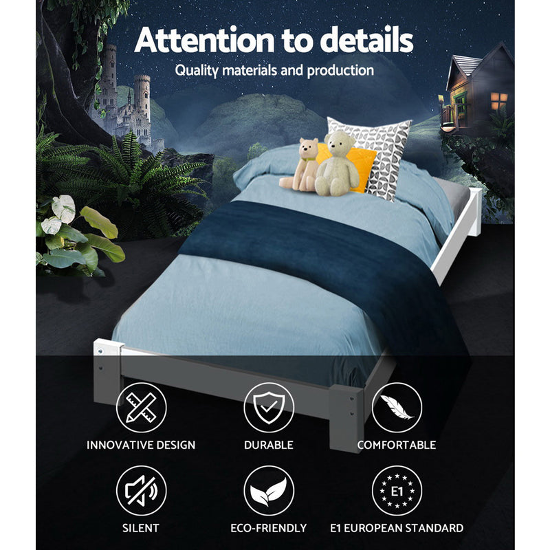 Danoz Bedrooms 🛏️ Artiss Bed Frame Single Size Wooden White JADE - Incl. Delivery