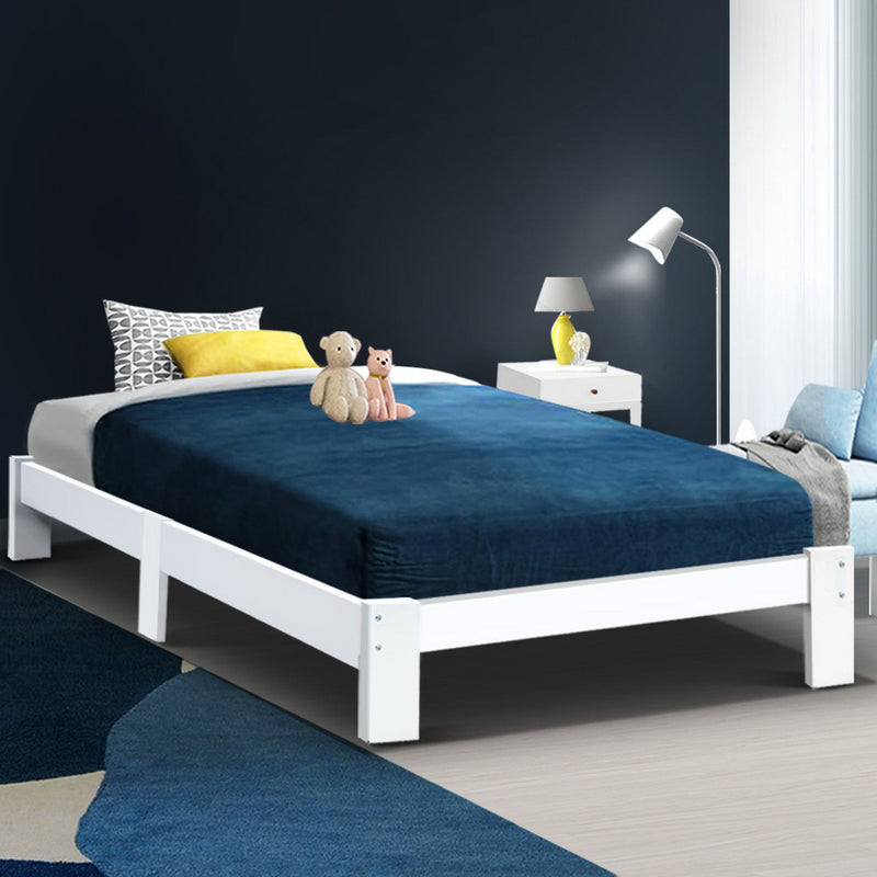 Danoz Bedrooms 🛏️ Artiss Bed Frame Single Size Wooden White JADE - Incl. Delivery