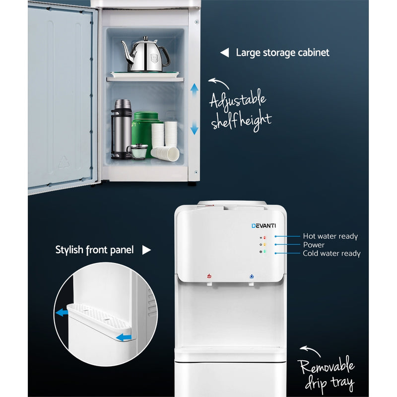 Danoz Direct - Devanti Water Cooler Dispenser Stand 22L Bottle White w/2 Filter - Super Seller Inc. Delivery