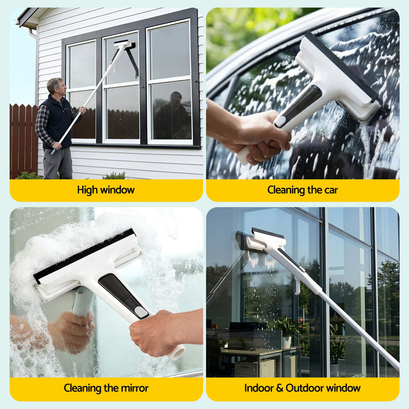 Danoz CleanSmart – Sparkling Windows Without the Struggle! Giantz 2-in-1 Extendable Window Cleaner with Spray Trigger, Squeegee & 3 Microfiber Pads – Reaches Up to 136cm! 🪟✨🔍