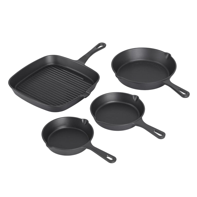 Danoz CookSmart – Cook Like a 5-Star Chef Every Night! Cast Iron Fry Pan & Skillet Set – 4 Pieces, PFOA-Free, Works on Gas, Induction, Ceramic, Electric & Campfire 🍳🔥✨