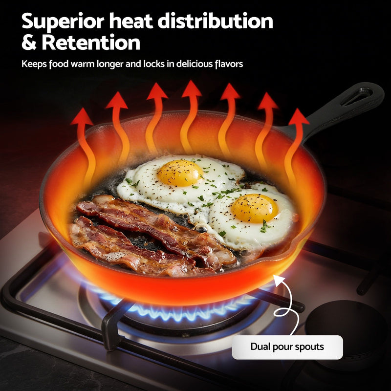 Danoz CookSmart – Cook Like a 5-Star Chef Every Night! Cast Iron Fry Pan & Skillet Set – 4 Pieces, PFOA-Free, Works on Gas, Induction, Ceramic, Electric & Campfire 🍳🔥✨