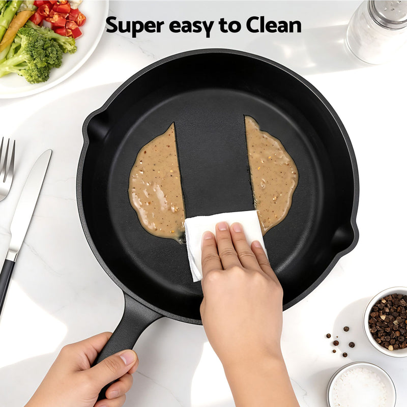 Danoz CookSmart – Cook Like a 5-Star Chef Every Night! Cast Iron Fry Pan & Skillet Set – 4 Pieces, PFOA-Free, Works on Gas, Induction, Ceramic, Electric & Campfire 🍳🔥✨