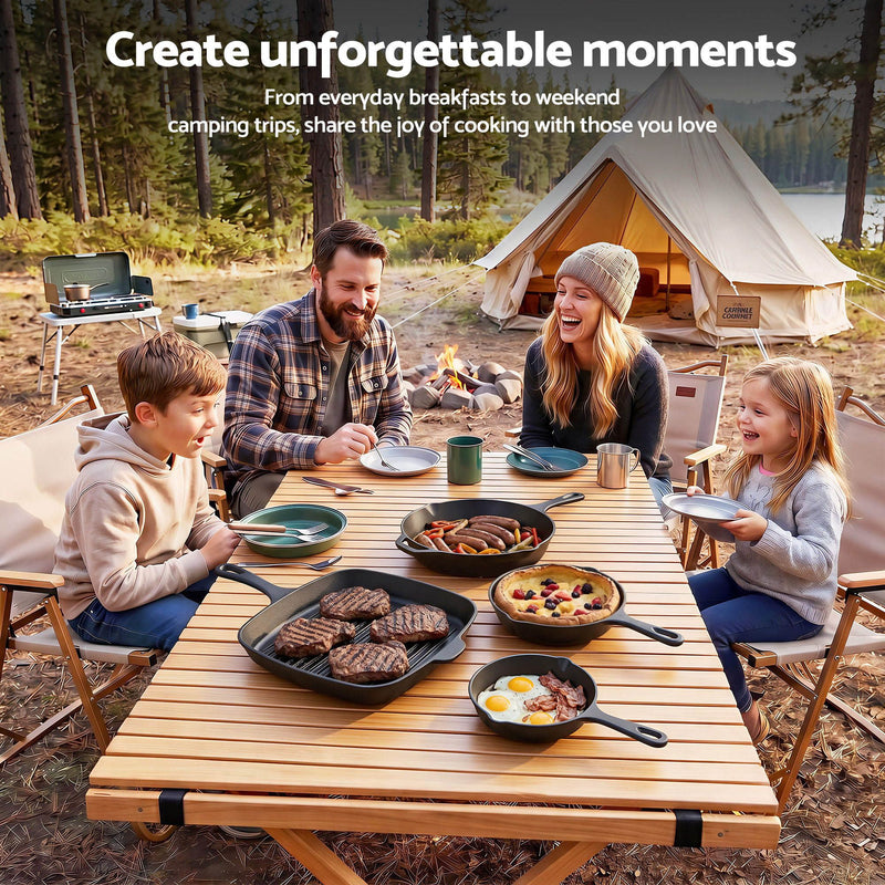 Danoz CookSmart – Cook Like a 5-Star Chef Every Night! Cast Iron Fry Pan & Skillet Set – 4 Pieces, PFOA-Free, Works on Gas, Induction, Ceramic, Electric & Campfire 🍳🔥✨