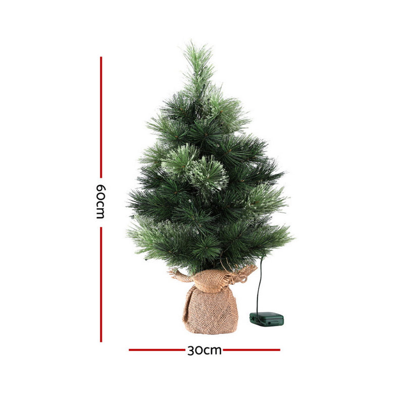 Danoz Xmas - Jingle Jollys Christmas Tree 60CM Mini Tabletop 8 Light Modes Timer Xmas Tree