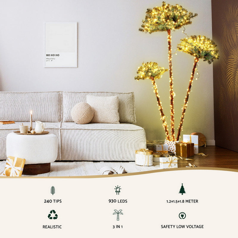 Danoz Xmas - Jingle Jollys Christmas Tree 3-in-1 LED Xmas Palm Tree Party Decor 1.2/1.5/1.8M