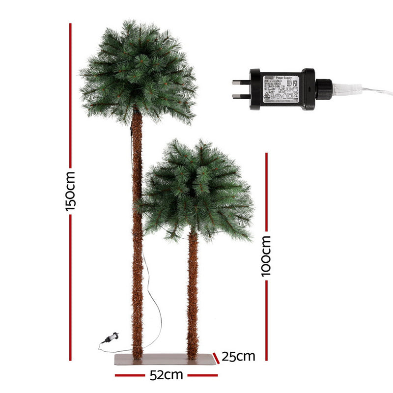 Danoz Xmas - Jingle Jollys Christmas Tree 1.5+1m LED Xmas Palm Tree Party Decorations 2 in 1