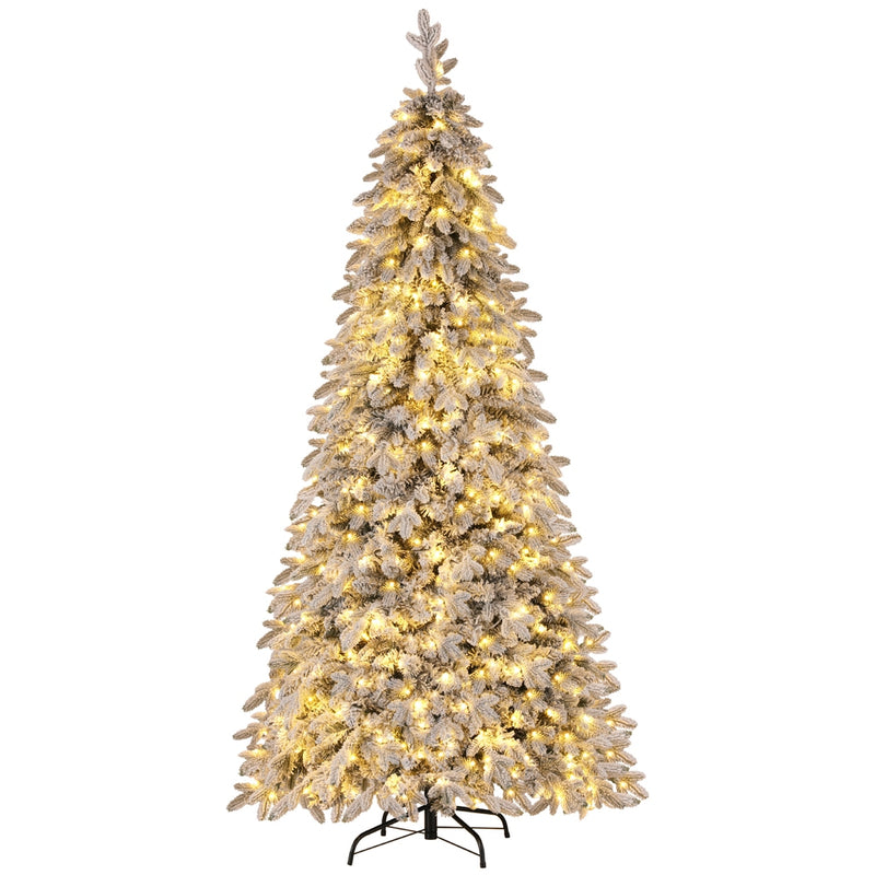 Danoz Xmas - Jingle Jollys Christmas Tree 2.1m Flocking Pencil Tree LED Xmas 860 Tips White