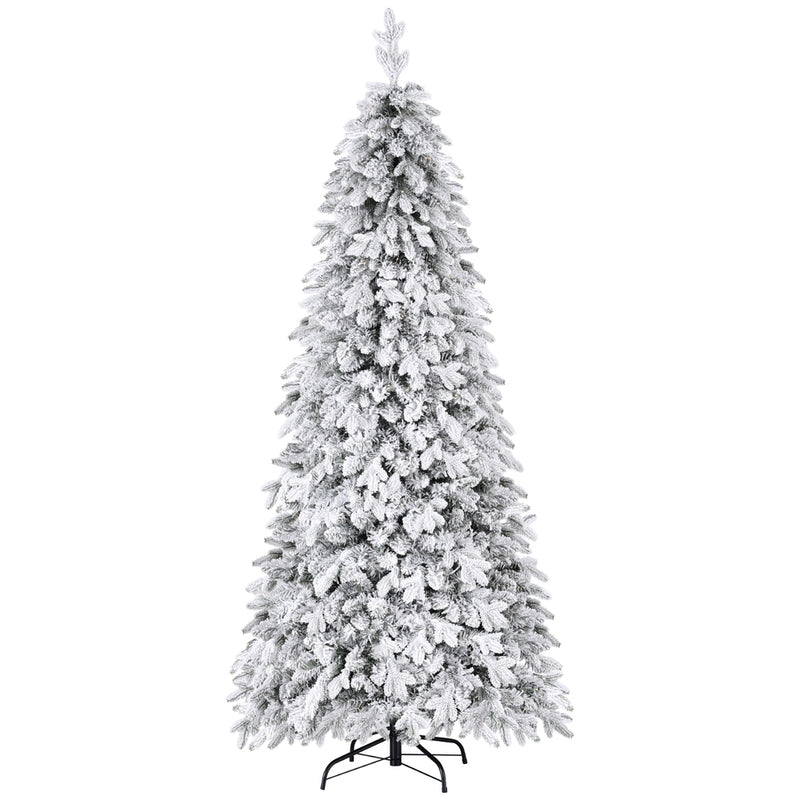 Danoz Xmas - Jingle Jollys Christmas Tree 2.1m Flocking Pencil Tree LED Xmas 860 Tips White