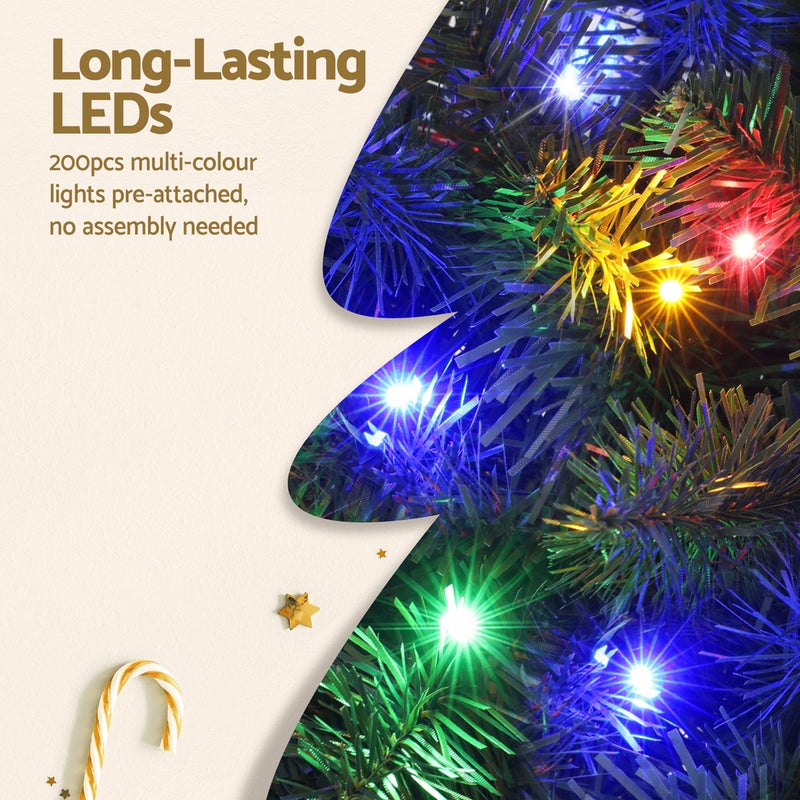Danoz Xmas - Jingle Jollys 1.8M Pre-lit Christmas Tree 8 Mode Multi Colour 200 LED Light Xmas