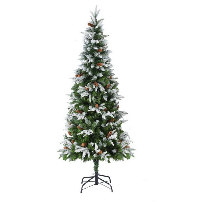 Danoz Xmas - Jingle Jollys Christmas Tree 190cm Pine Cones LED Flocking Xmas Tree 680 Tips