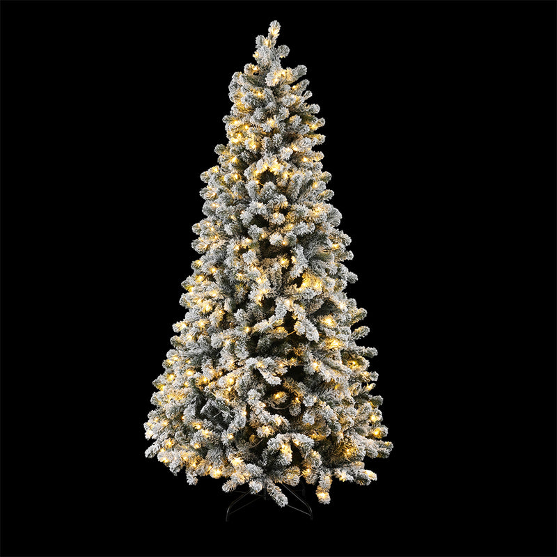 Danoz Xmas🎅 Jingle Jollys Christmas Tree 2.1m Snow Flocked LED Xmas Decoration 8 Light Modes