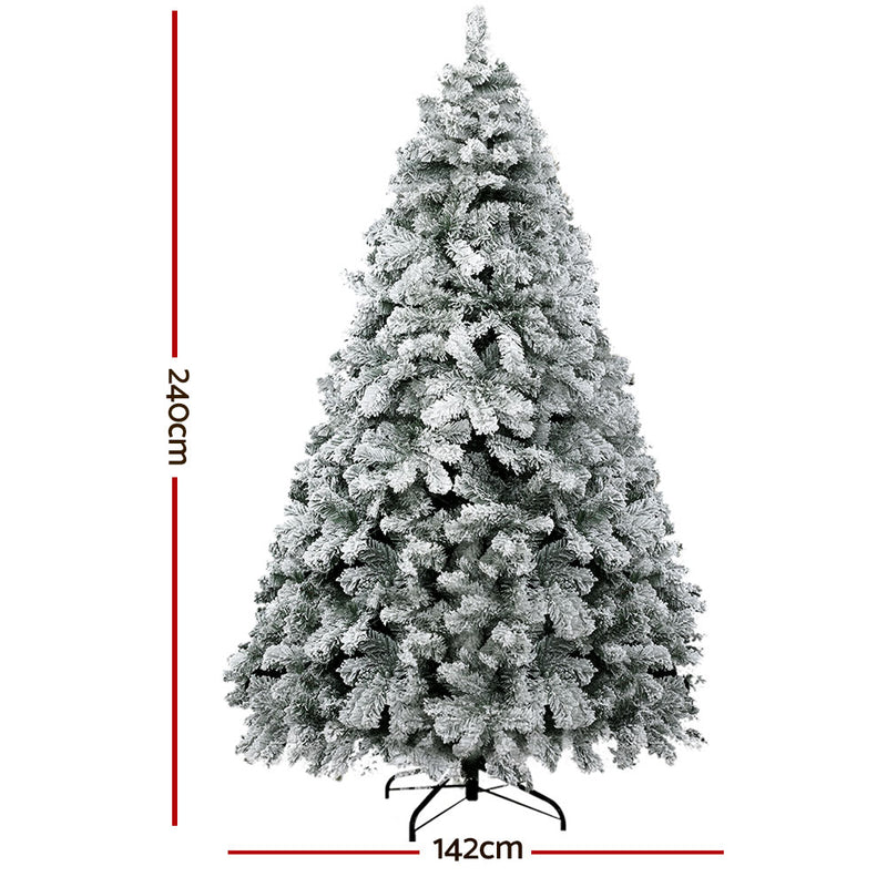 Danoz Xmas🎅 Jingle Jollys Christmas Tree 2.4m Snow Flocked Xmas Tree Decorations 1165 Tips