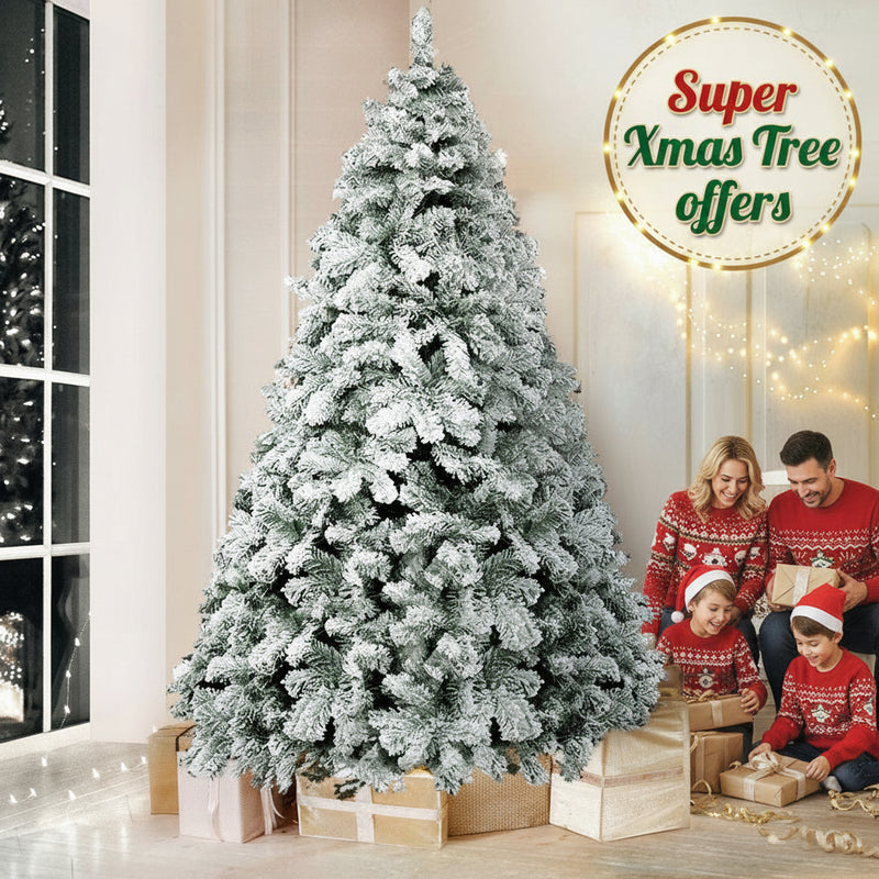 Danoz Xmas🎅 Jingle Jollys Christmas Tree 2.4m Snow Flocked Xmas Tree Decorations 1165 Tips