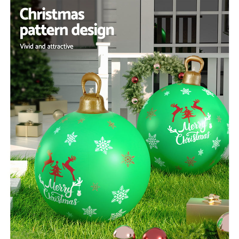 Danoz Xmas🎅 Jingle Jollys Christmas Inflatable Ball Bauble 60cm Outdoor Decoration Green