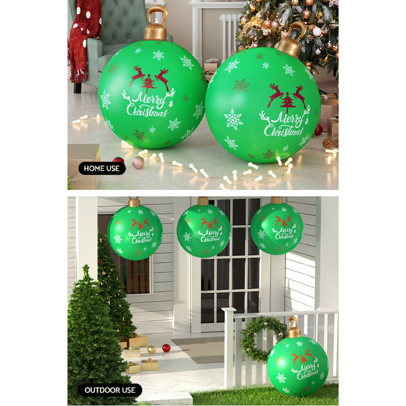 Danoz Xmas🎅 Jingle Jollys Christmas Inflatable Ball Bauble 60cm Outdoor Decoration Green