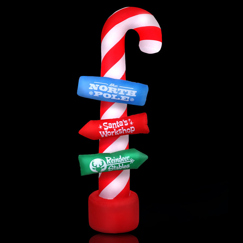 Danoz Xmas - Jingle Jollys Christmas Inflatable Candy Pole 2.4M Illuminated Decorations
