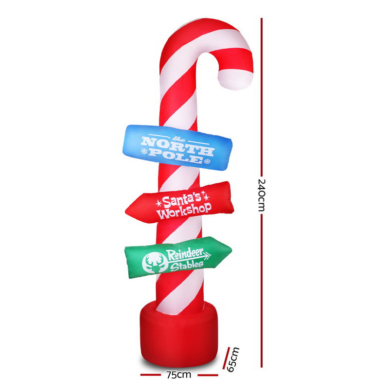 Danoz Xmas - Jingle Jollys Christmas Inflatable Candy Pole 2.4M Illuminated Decorations