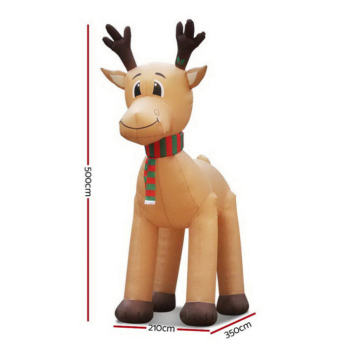 Danoz Xmas🎅 Jingle Jollys Christmas Inflatable Reindeer 5M Illuminated Decorations