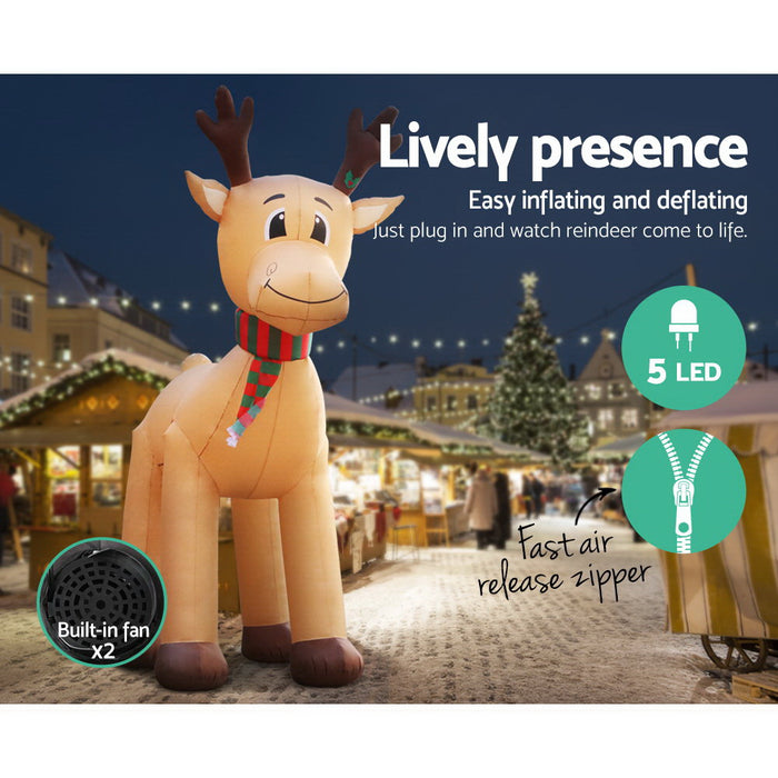 Danoz Xmas🎅 Jingle Jollys Christmas Inflatable Reindeer 5M Illuminated Decorations