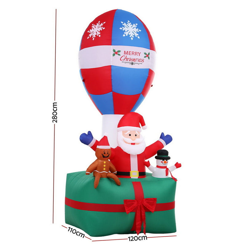 Danoz Xmas - Jingle Jollys Christmas Inflatable Santa in Ballon 2.8M Height LED Decorations Illuminated
