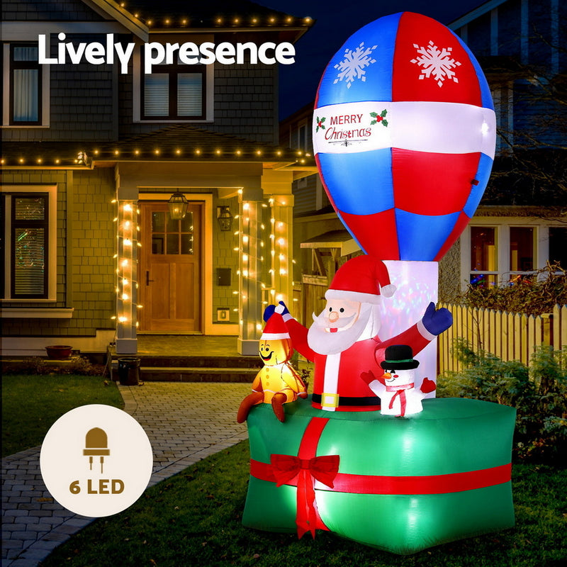 Danoz Xmas - Jingle Jollys Christmas Inflatable Santa in Ballon 2.8M Height LED Decorations Illuminated