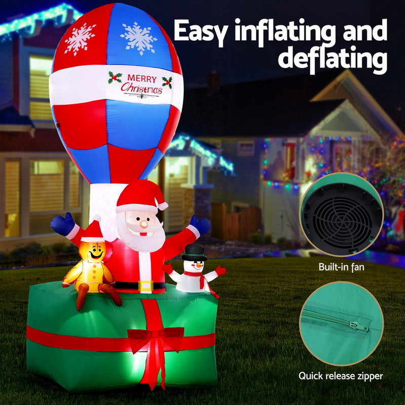Danoz Xmas - Jingle Jollys Christmas Inflatable Santa in Ballon 2.8M Height LED Decorations Illuminated