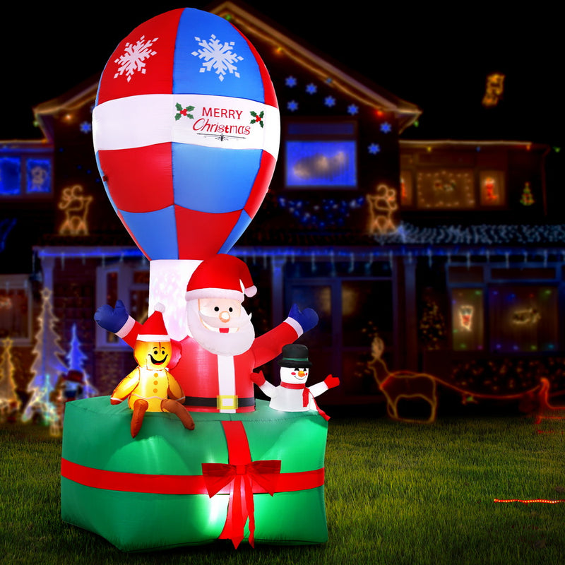 Danoz Xmas - Jingle Jollys Christmas Inflatable Santa in Ballon 2.8M Height LED Decorations Illuminated