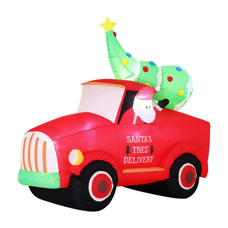 Danoz Xmas - Jingle Jollys Christmas Inflatable Santa Truck 1.6M Height LED Decorations Illuminated