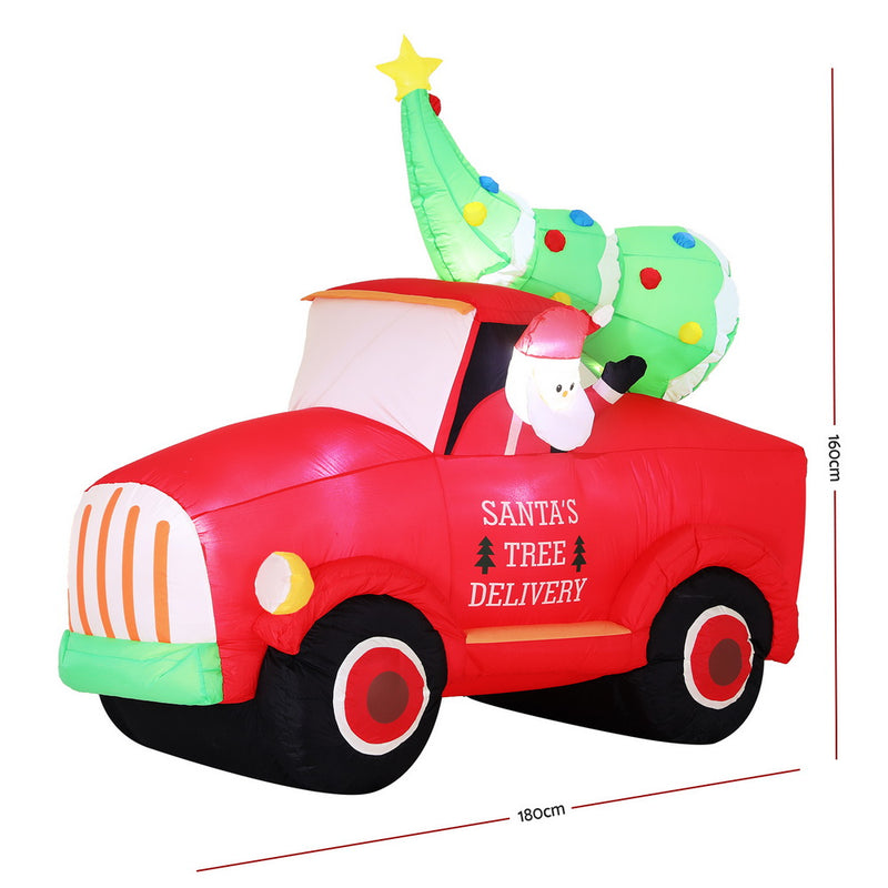 Danoz Xmas - Jingle Jollys Christmas Inflatable Santa Truck 1.6M Height LED Decorations Illuminated