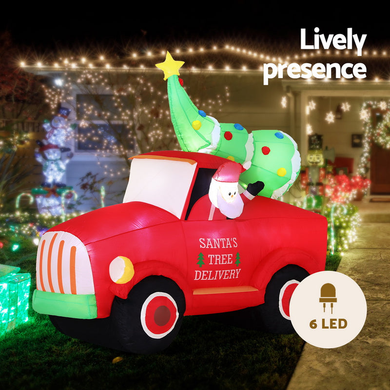 Danoz Xmas - Jingle Jollys Christmas Inflatable Santa Truck 1.6M Height LED Decorations Illuminated