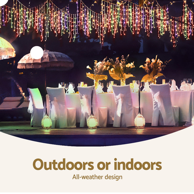 Danoz Xmas🎅 12.5M Christmas Lights Solar Icicle String Light Multi Colour Jingle Jollys