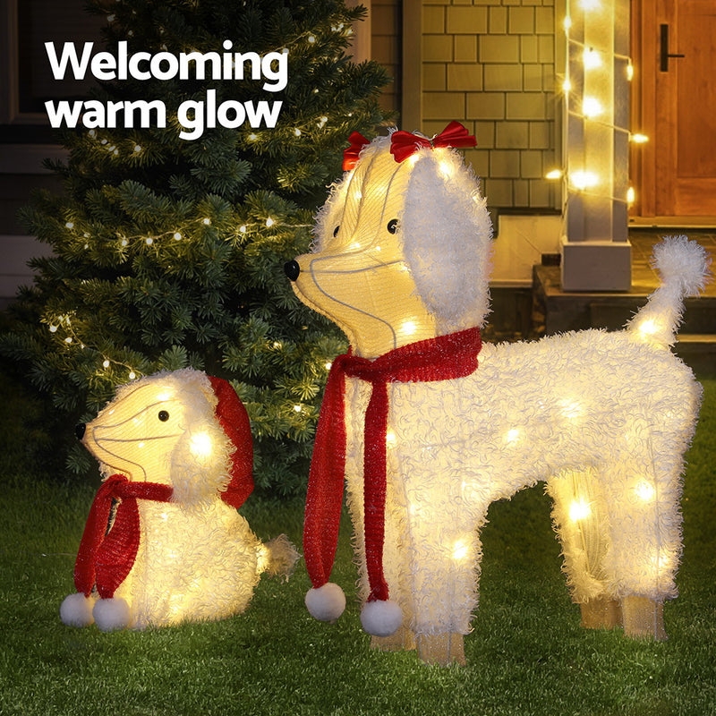 Danoz Xmas - Jingle Jollys Christmas Lights 60 LED Fairy Light 2pcs Dog Decorations Set