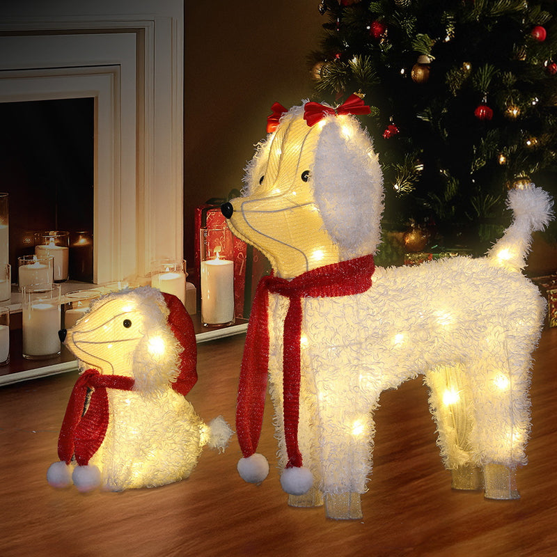 Danoz Xmas - Jingle Jollys Christmas Lights 60 LED Fairy Light 2pcs Dog Decorations Set