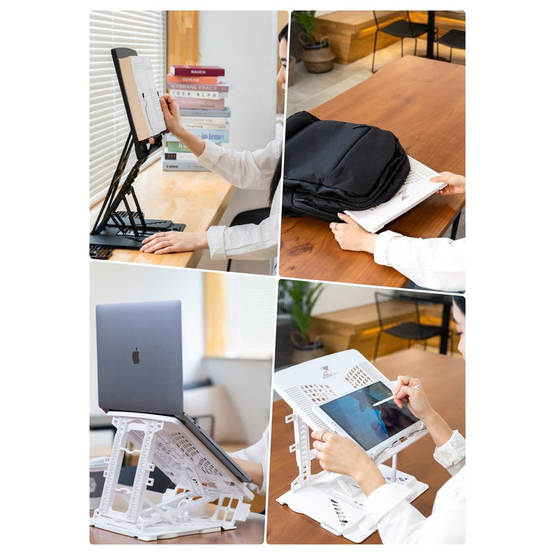 Adjustable Laptop Stand Foldable Tablet Book PC Holder Desk WHITE - danozdirect