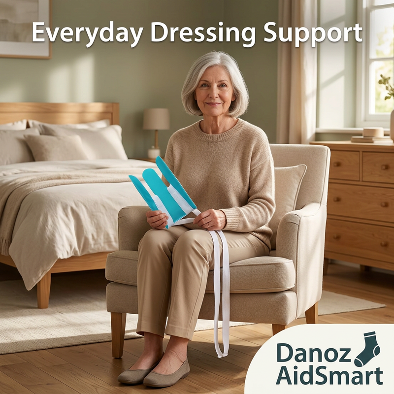 🧦 Danoz AidSmart | Sock Aid Dressing Helper | Easy-Pull Straps | Lake Blue or Grey | 1 Piece | Free Postage!