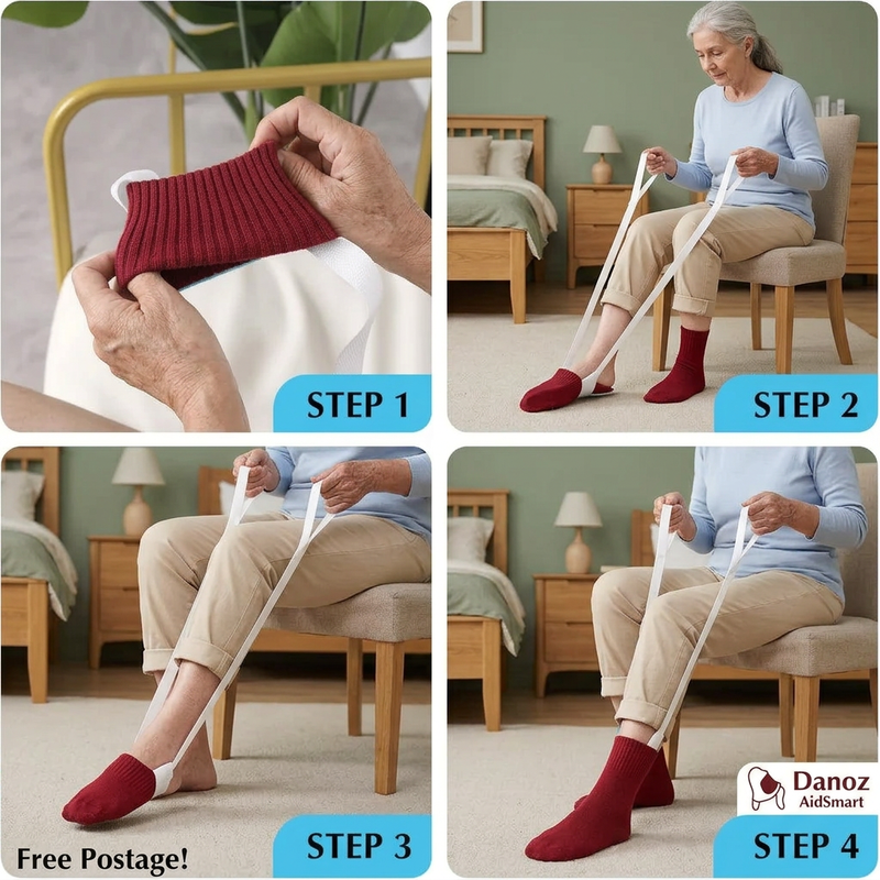 🧦 Danoz AidSmart | Sock Aid Dressing Helper | Easy-Pull Straps | Lake Blue or Grey | 1 Piece | Free Postage!