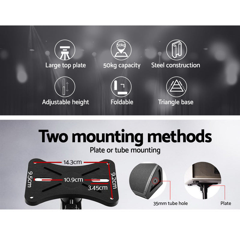 Alpha Speaker Stand 65 - 120cm Adjustable Height Surround Sound Studio Home 2pcs - danozdirect