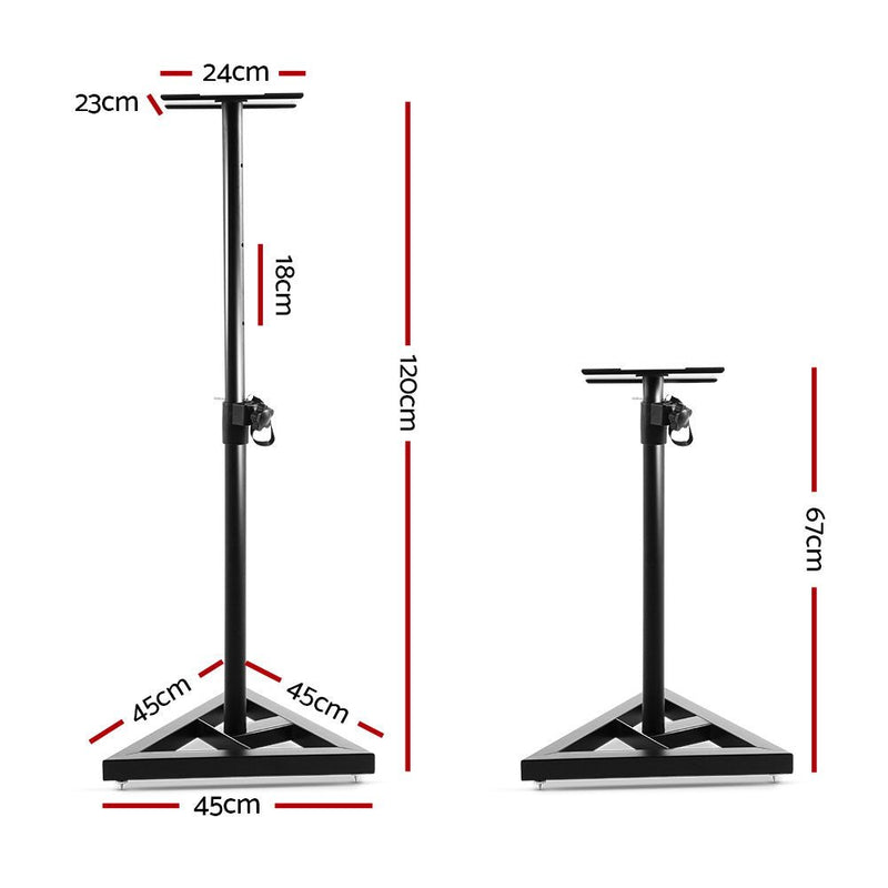 Alpha Speaker Stand 67 - 120cm Adjustable Height Surround Sound Studio Home 2pcs - danozdirect