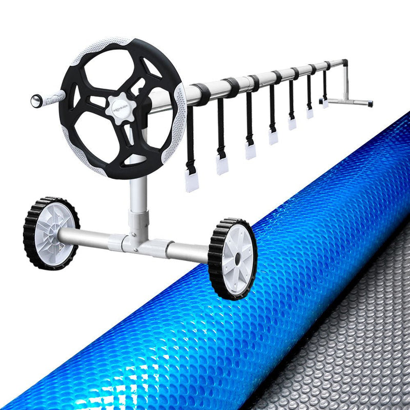 Aquabuddy Pool Cover 500 Micron 7x4m Silver Swimming Pool Solar Blanket 5.5m Roller - danozdirect
